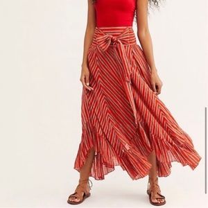 Women's Free People FP One Striped Giselle Convertible Maxi Skirt Red Size XS